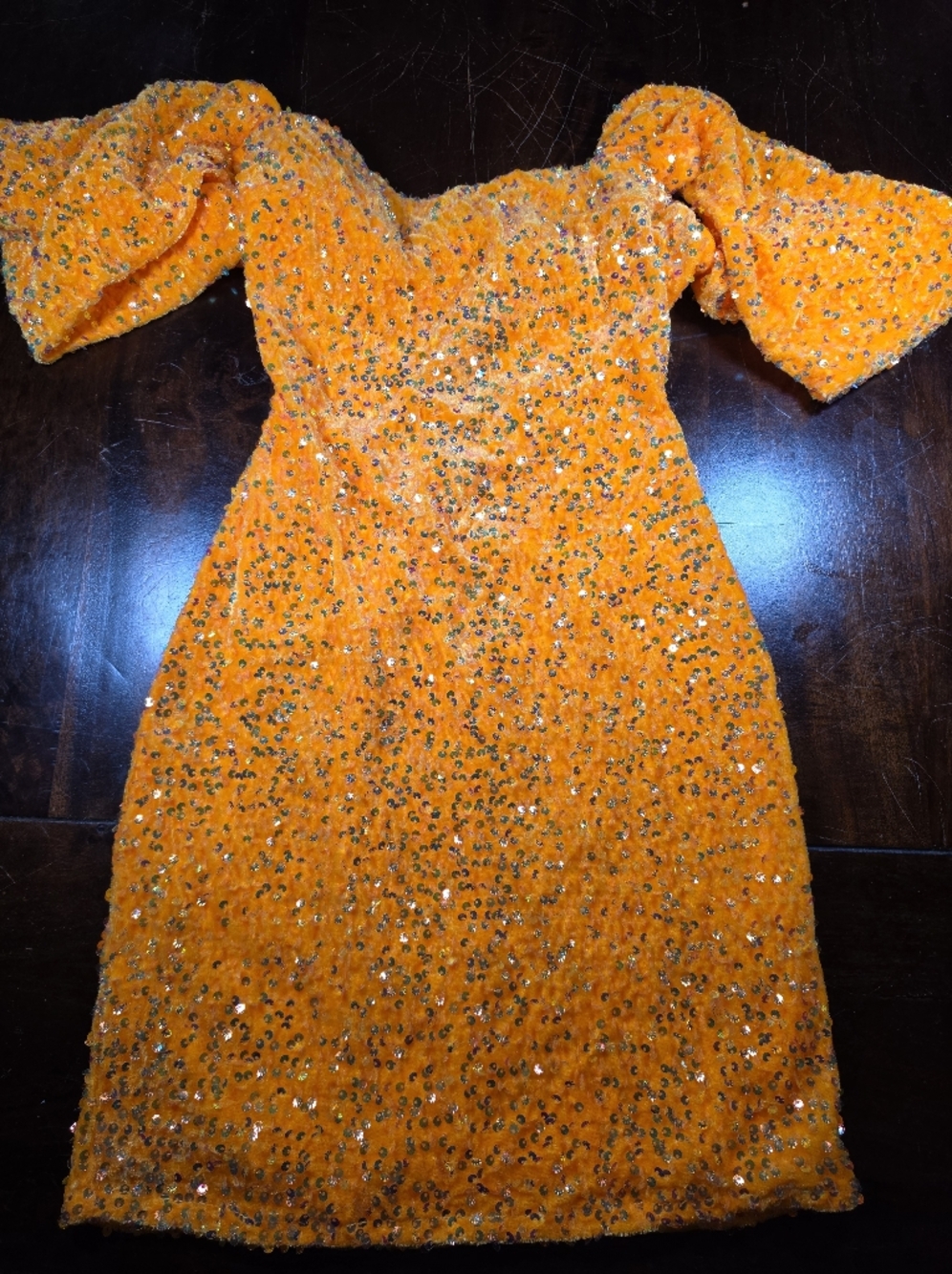 Lena Orange Sequin One-Shoulder Party Dress